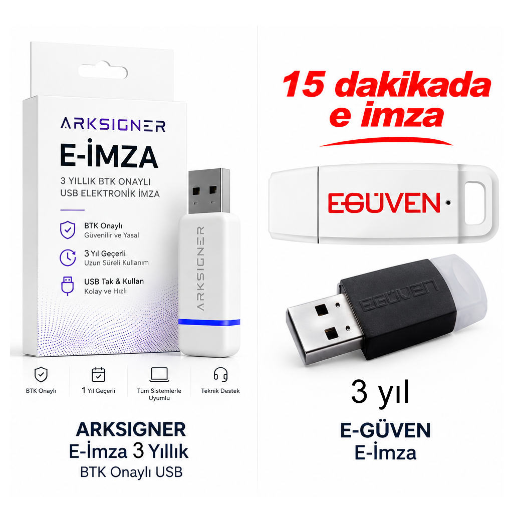 Nitelikli Elektronik İmza (E-İmza) Paketi - 3 Yıllık USB Token (Adana İçi 15 Dk Teslim)